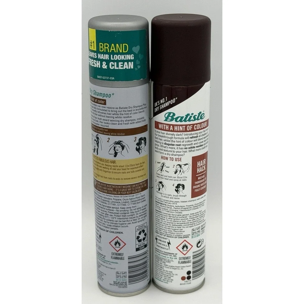 2 Batiste Dry Shampoo Brown Hair Full Size 6.73 Oz Dark & Beautiful Brunette